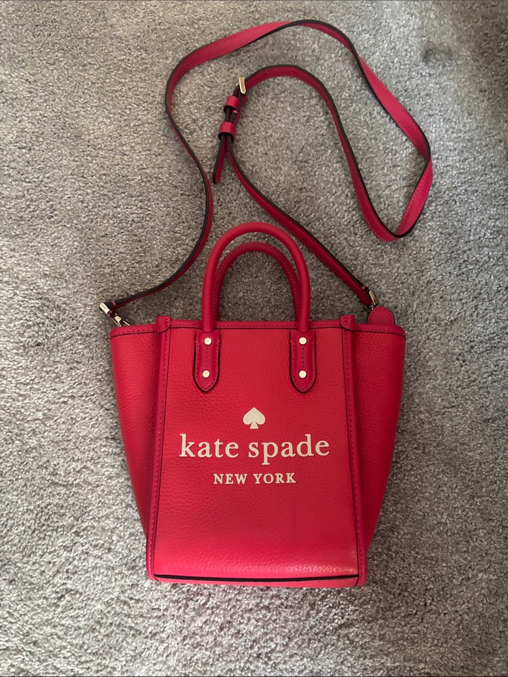 kate spade dark pink Pebbled Leather Crossbody Tote